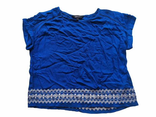 Letní triko krátké modré pro holky s bílým lemováním secondhand