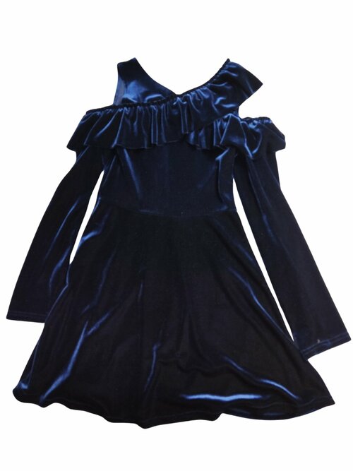 Semišové šaty tmavě modré dlouhý rukáv secondhand Next