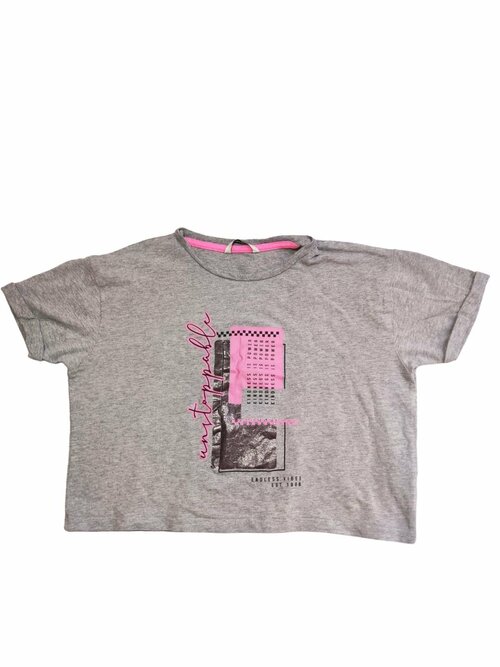 Šedé triko typu crop s obrázkem pro holky secondhand George