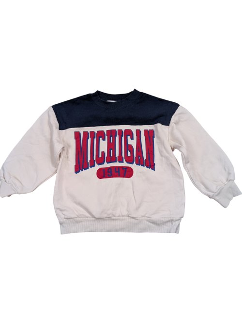 Bílo-modrá mikina s nápisem pro kluky secondhand H&M