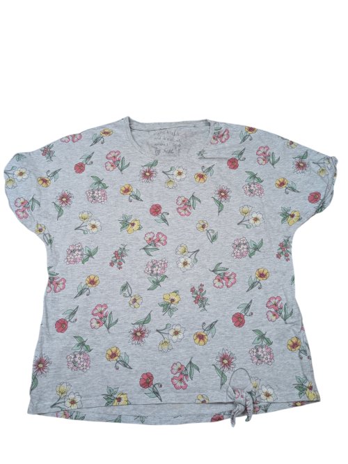 Crop šedé triko s květinami pro holky secondhand Next