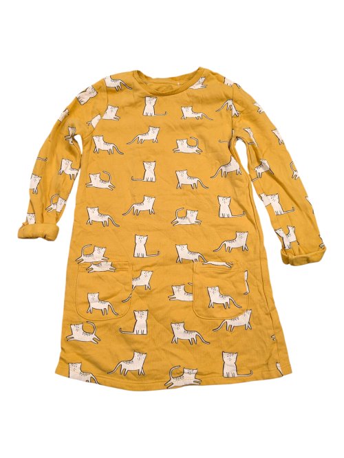 Žluté mikinové šaty s kočkami pro holky secondhand George
