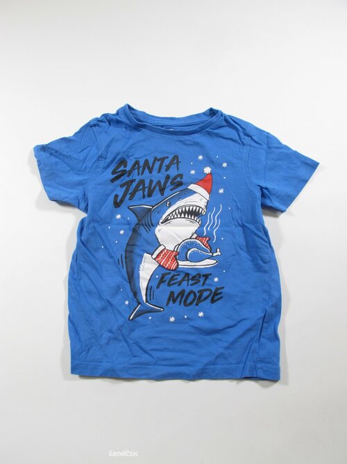 Modré triko se žralokem second hand 