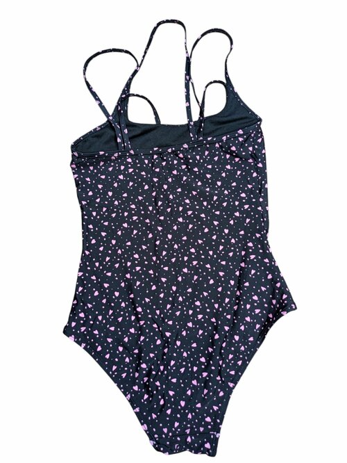 Jednodílné plavky černé se srdíčky pro holky secondhand New Look