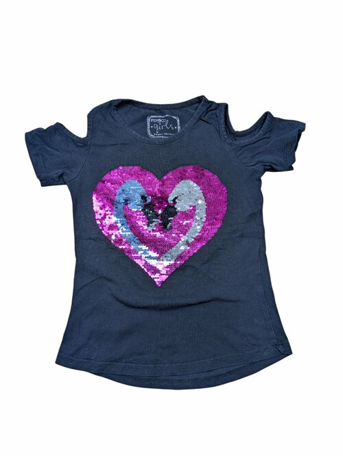 Černé triko se třpytivým obrázkem pro holky secondhand Pepco