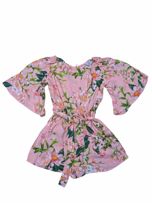 Růžový overal kytičkovaný pro holky secondhand TU