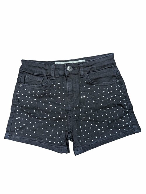 Černé džínové kraťasy se třpytkami pro holky secondhand Denim