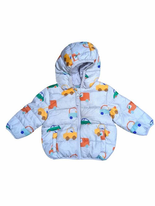 Zimní bunda šedá žíhaná s obrázky pro kluky secondhand M&S