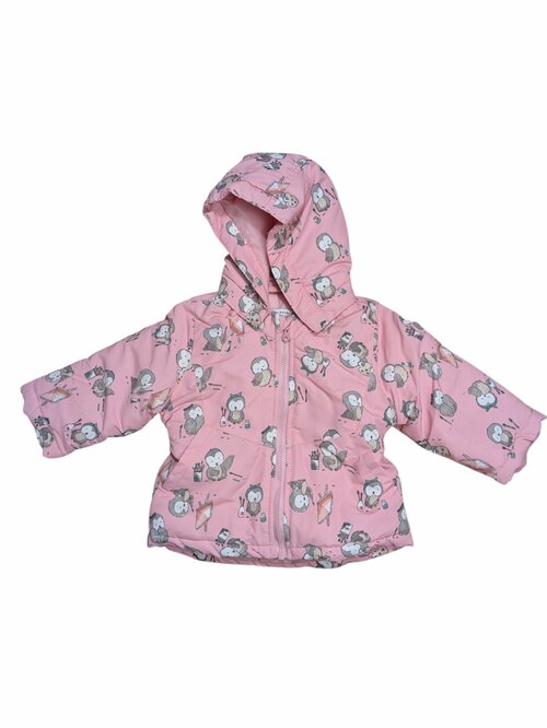 Růžová zimní bunda obrázková se šustem pro holky secondhand Nameit