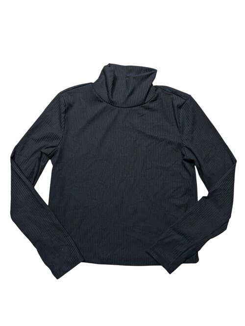 Černé elastické triko žebrované pro holky secondhand Shein