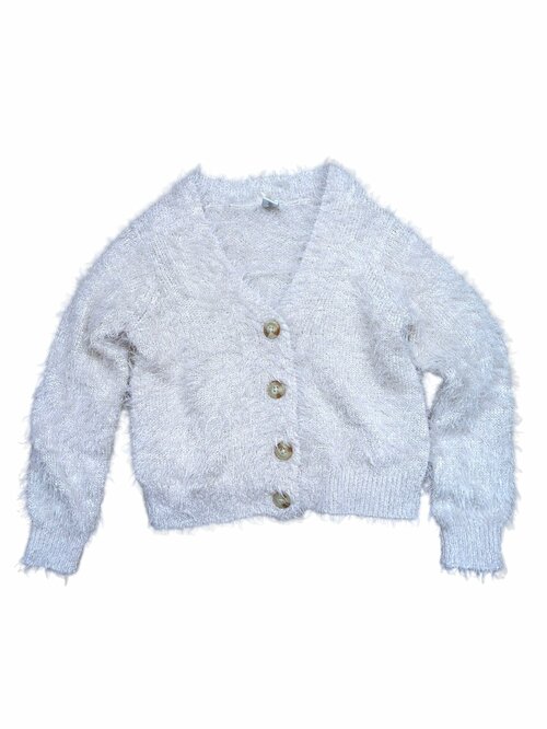 Světlý chlupatý svetr na knoflíky pro holky secondhand dopodopo