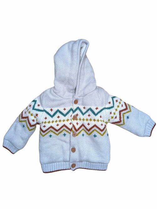 Světle modrá teplá pletená bunda se vzorem pro kluky secondhand Nutmeg