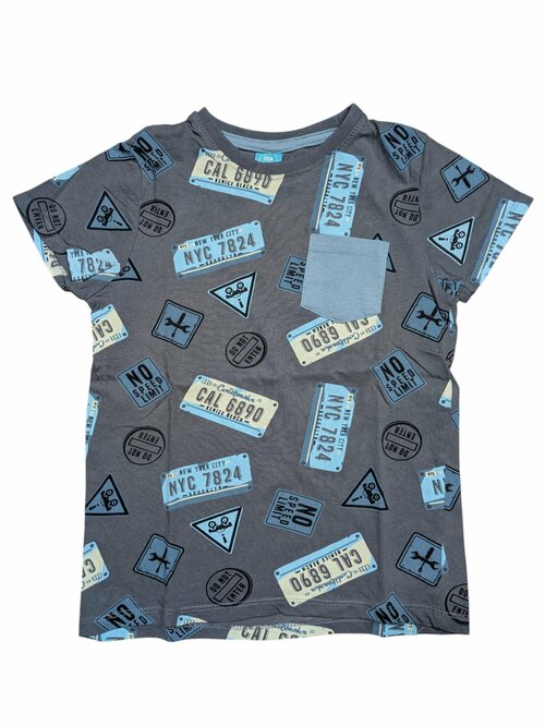 Tmavě šedé triko s obrázky kapsička pro kluky secondhand little kids