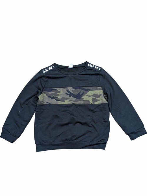 Slabá černá mikina s maskáčovým pruhem pro kluky secondhand Shein