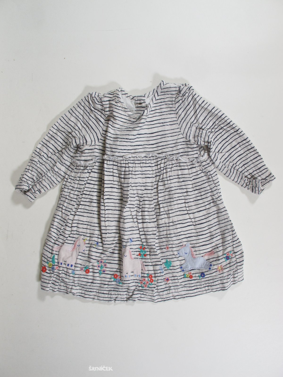Šaty dl rukáv pro holky  s pruhem  secondhand