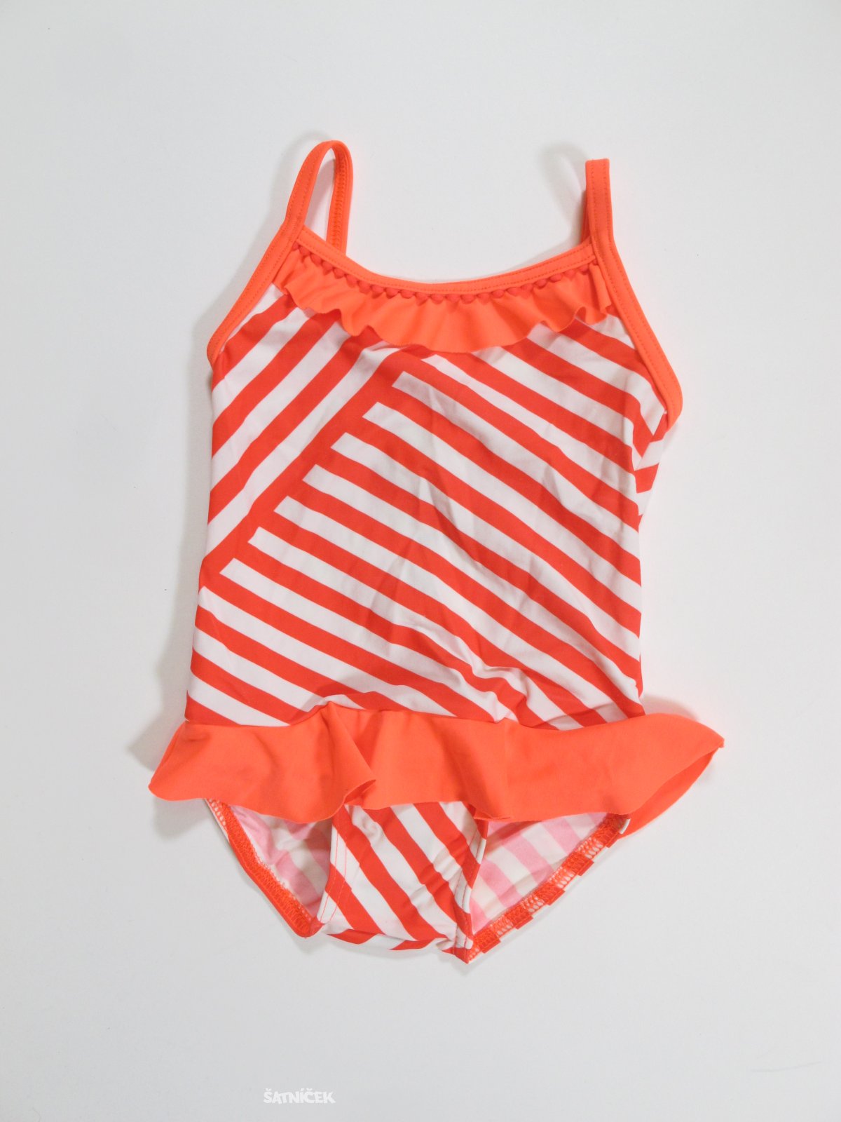 Pruhované plavky pro holky  bílo růžové outlet