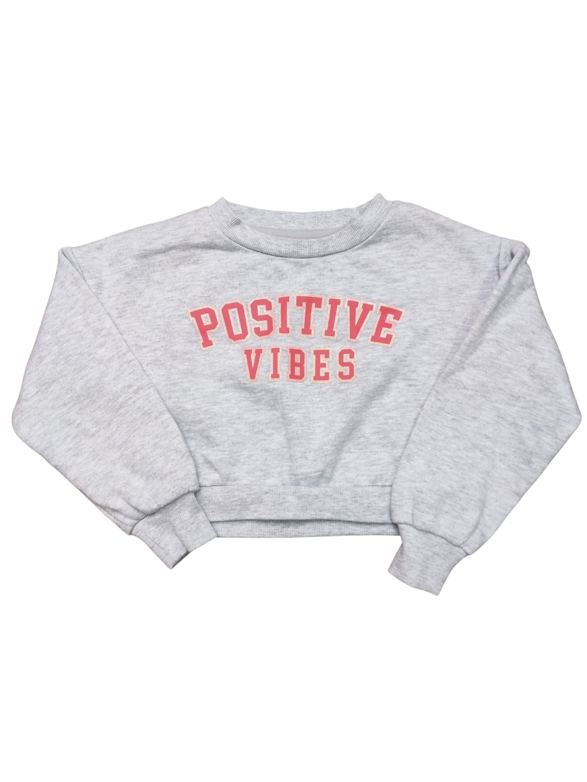 Crop mikina šedá pro holky s nápisem secondhand