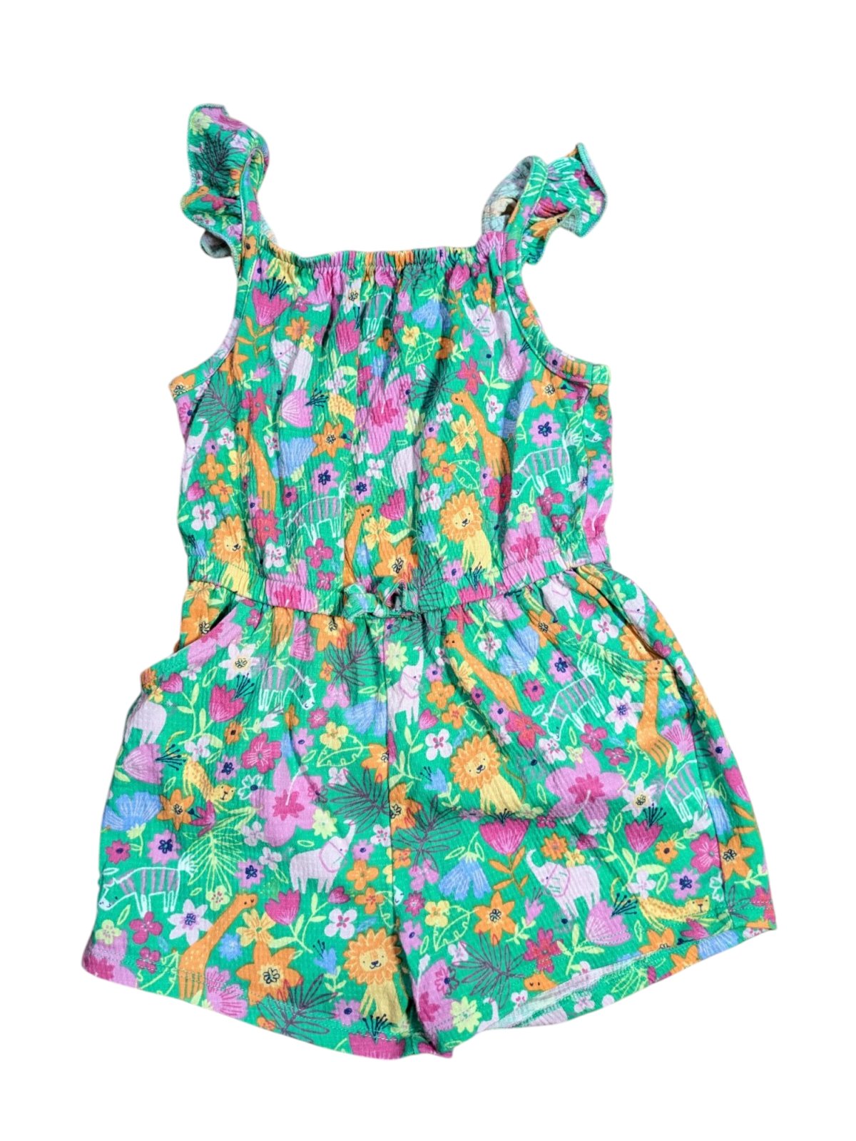 Letní overal zelený s obrázky pro holky secondhand