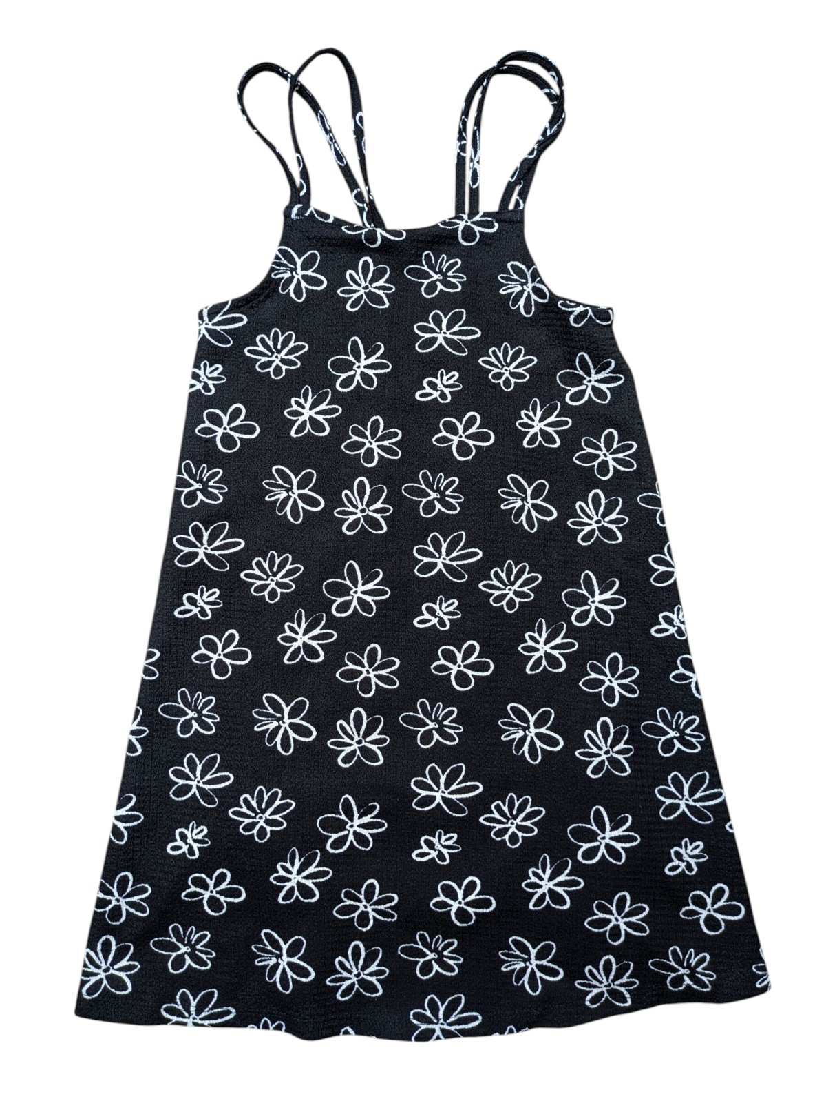 Černé šaty na ramínkách s kytičkami secondhand