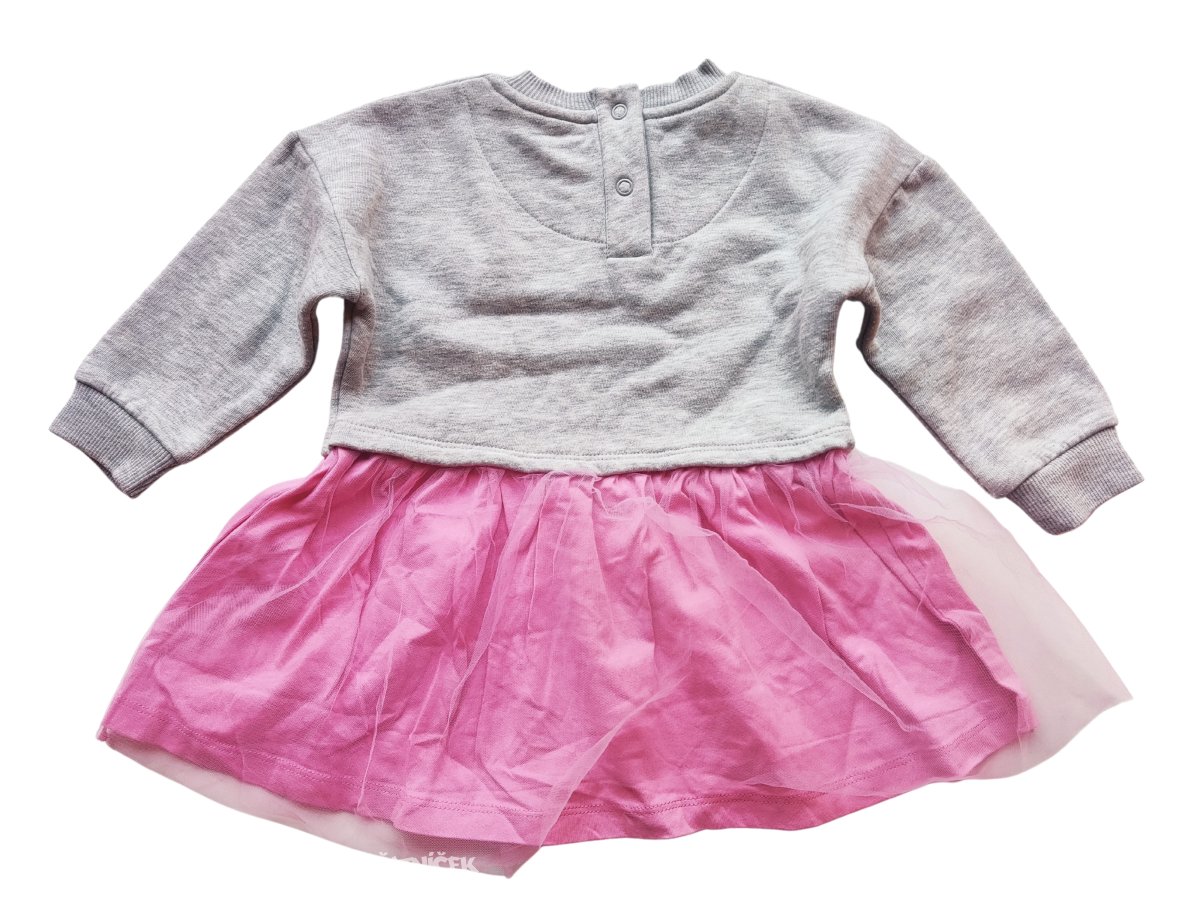 Mikinové šaty šedé s růžovou sukní secondhand