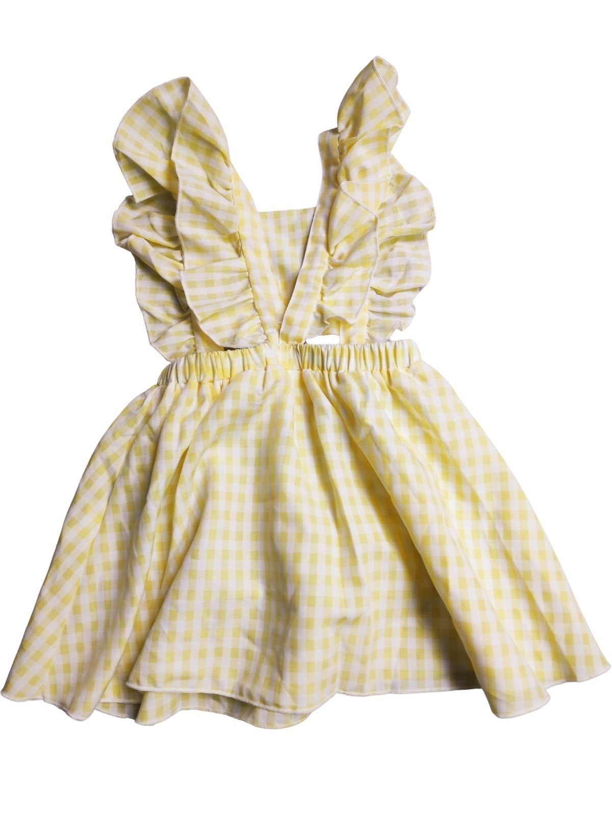 Žlutá kostkovaná sukně na ramínkách secondhand Shein