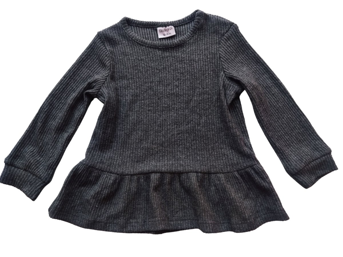 Jarní šedé šaty s dlouhým rukávem secondhand F&F