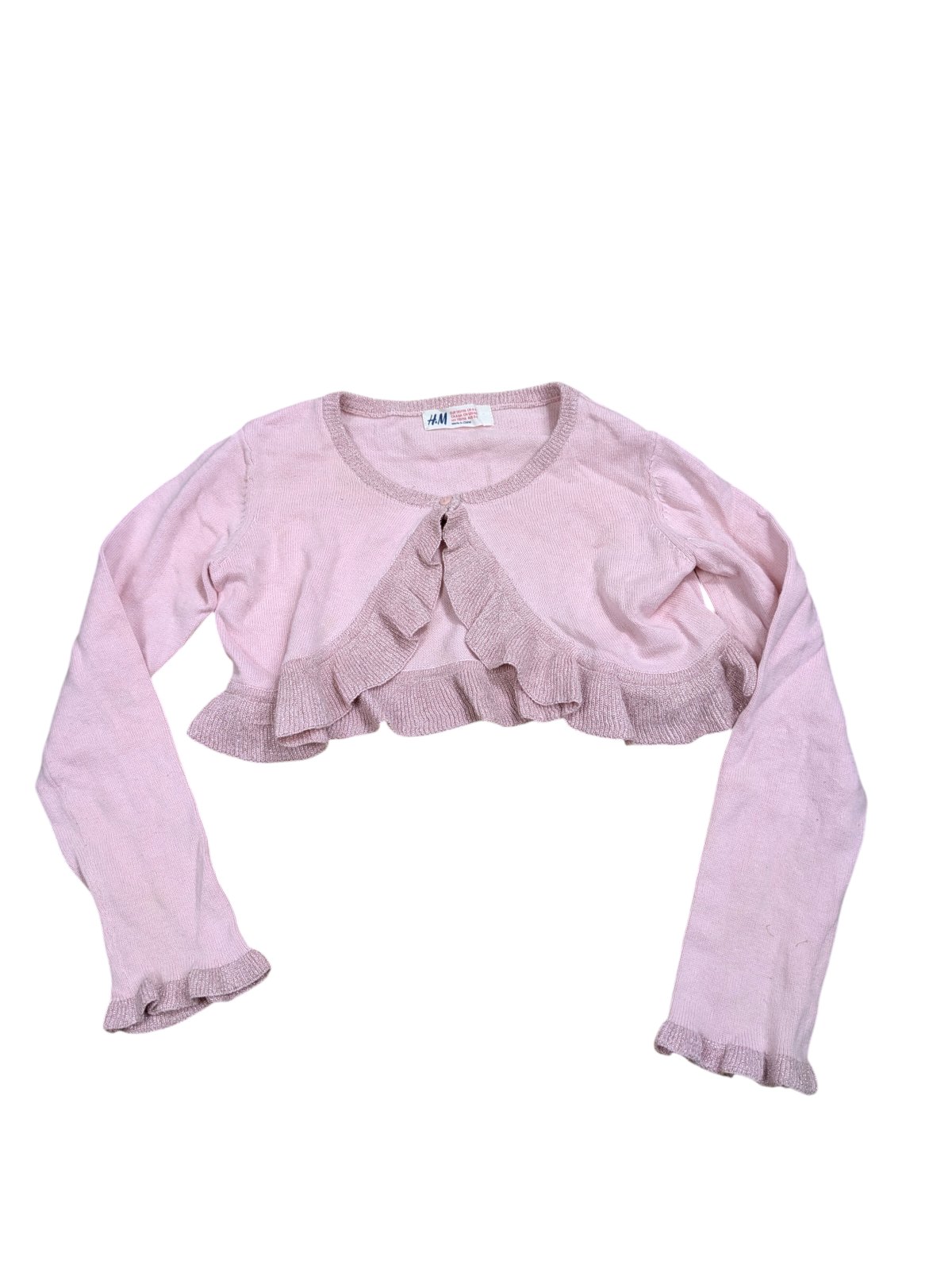 Růžový kardigan s volánky pro holky secondhand secondhand H&M