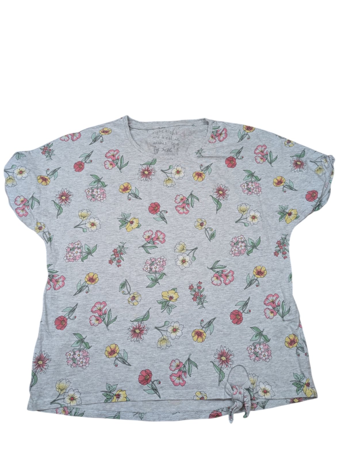 Crop šedé triko s květinami pro holky secondhand Next