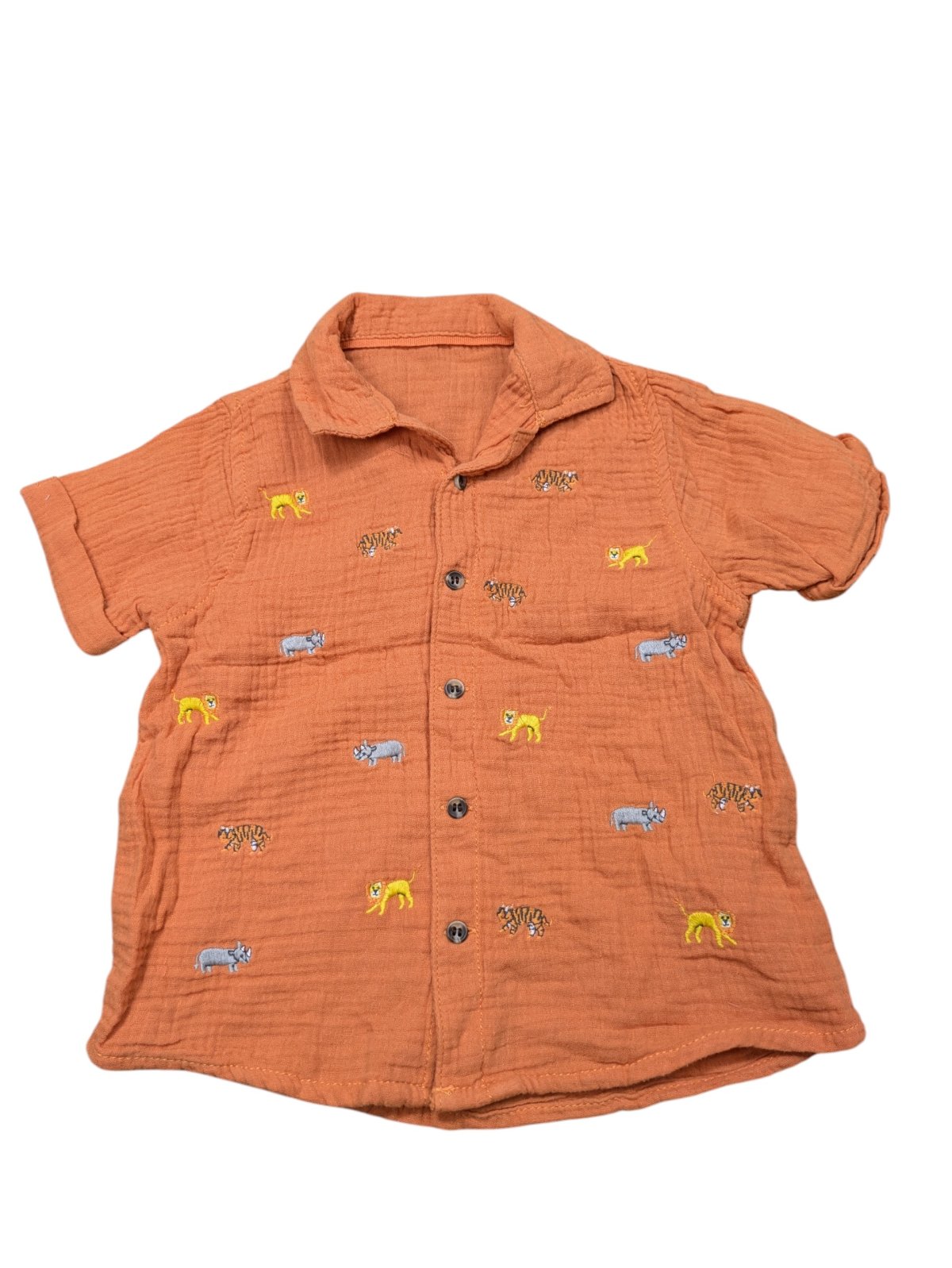 Mušelínová oranžová košile pro kluky s obrázky secondhand -