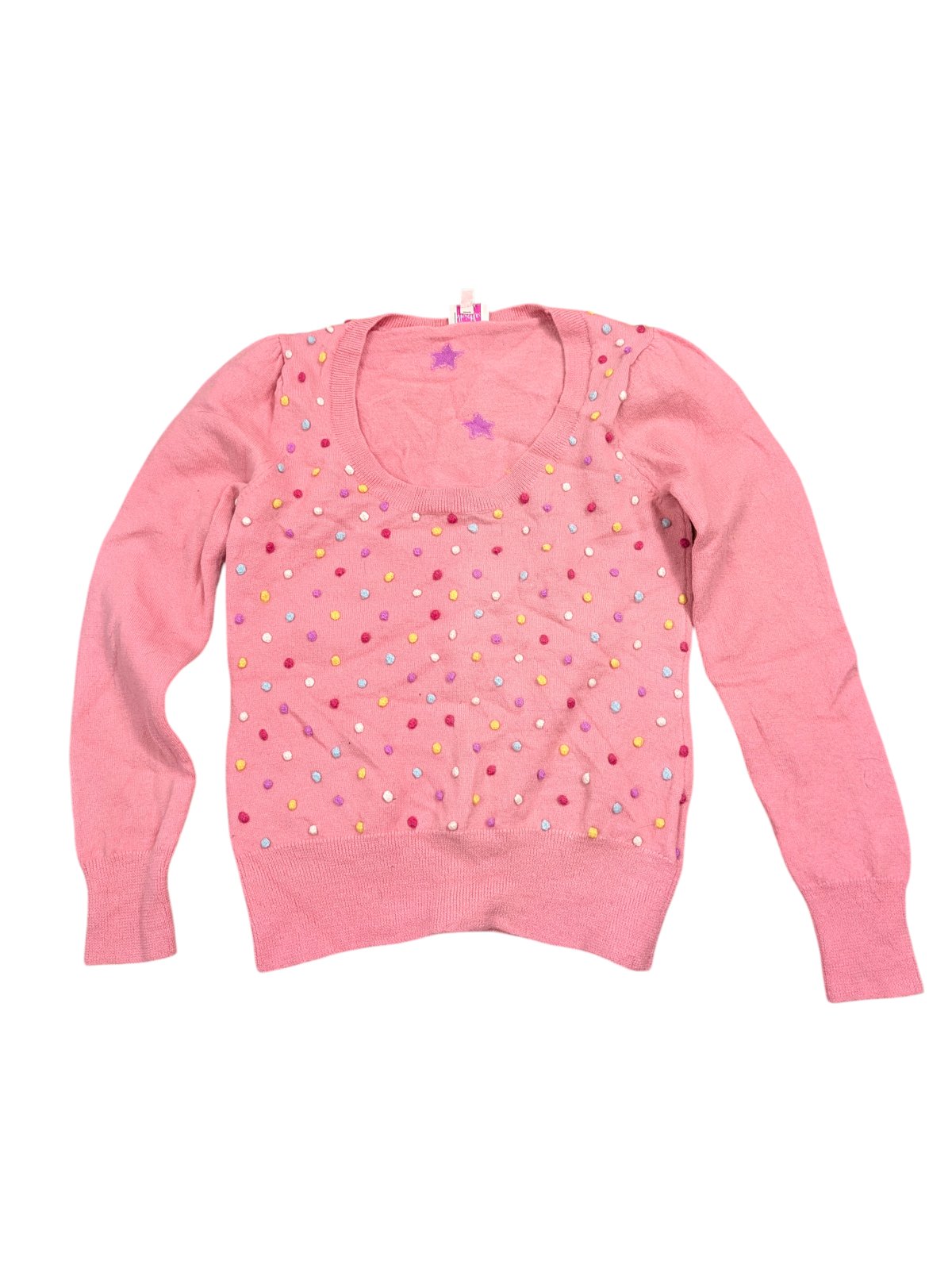 Růžový svetr s balbulkami pro holky secondhand -