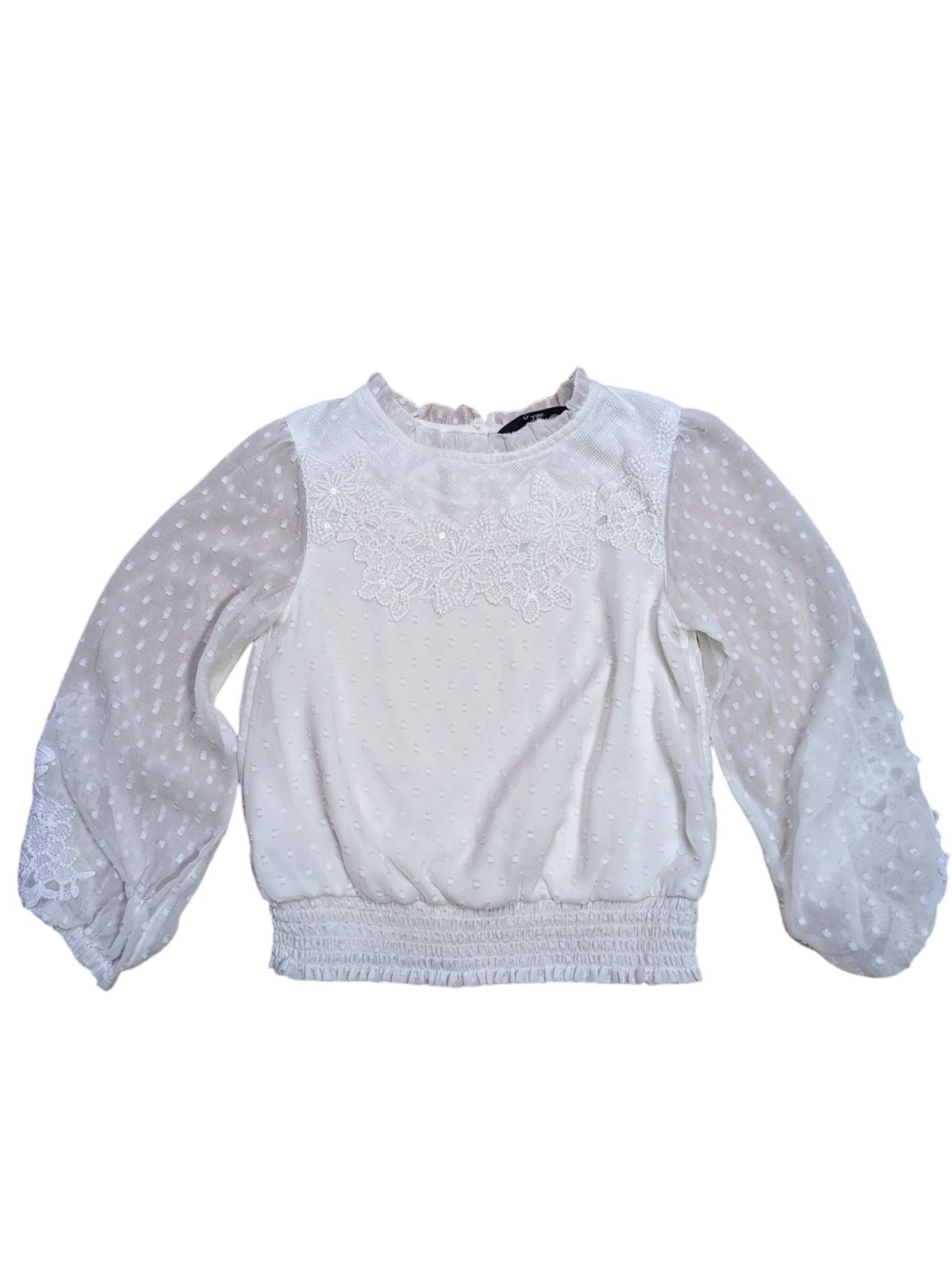 bílá halenka s kytičkami pro holky secondhand