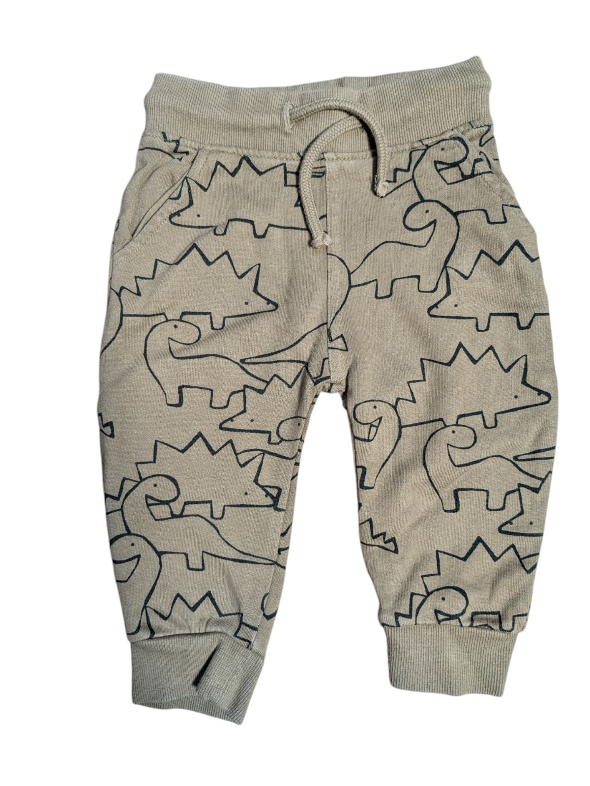 hnědé tepláčky s dinosaury pro kluky secondhand next