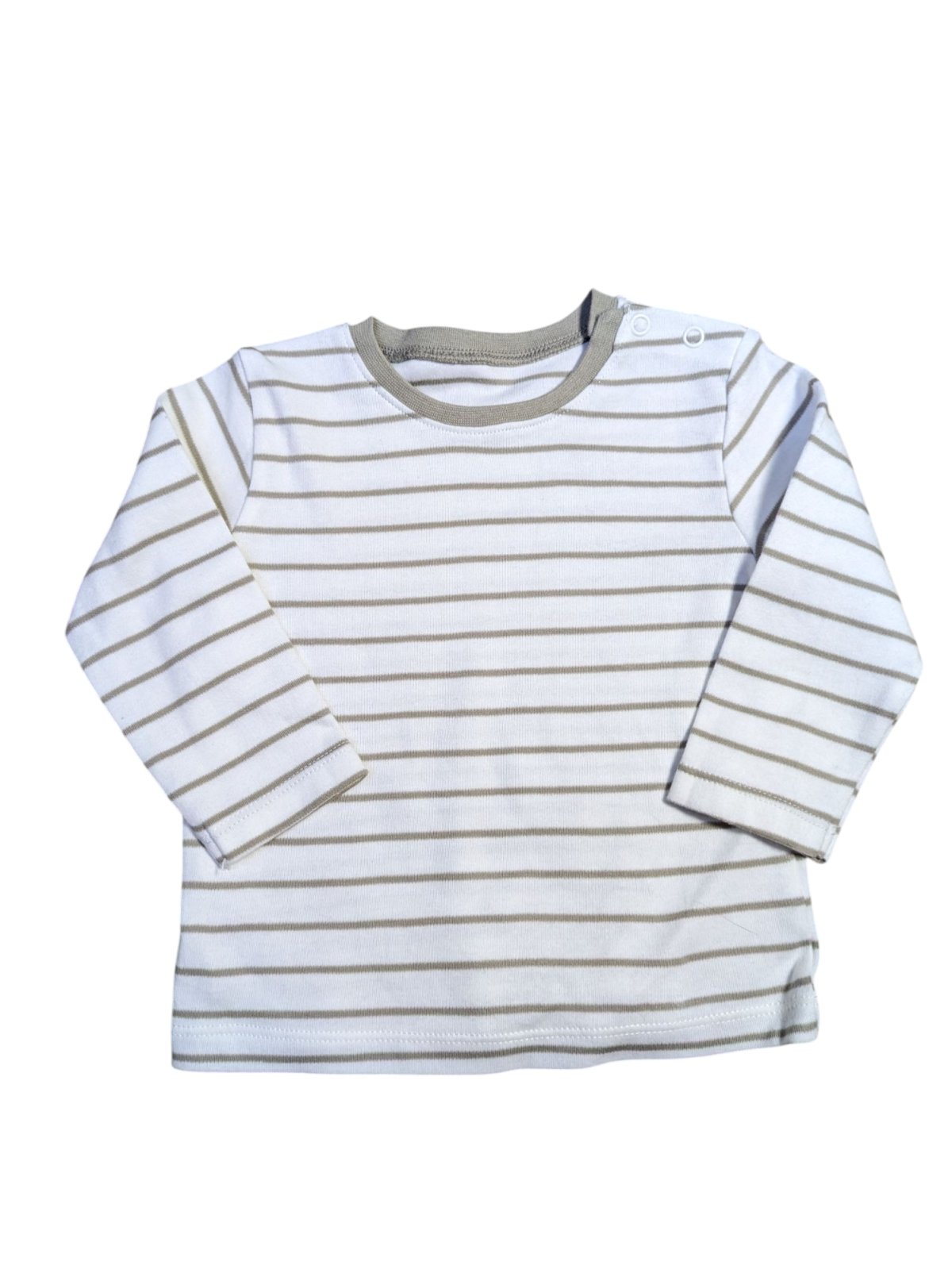Bílé tričko béžovými pruhy a dlouhým rukávem outlet Baby