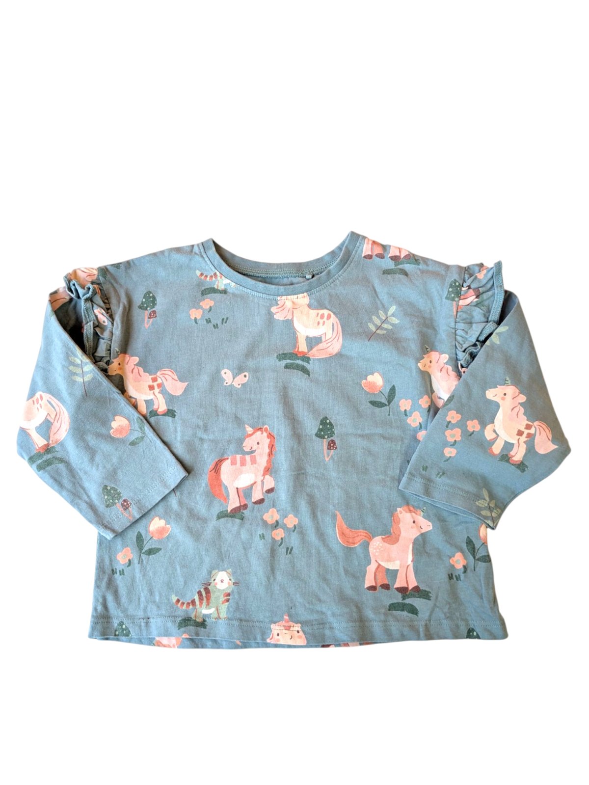 tyrkysová mikina s poníky pro holky secondhand Next