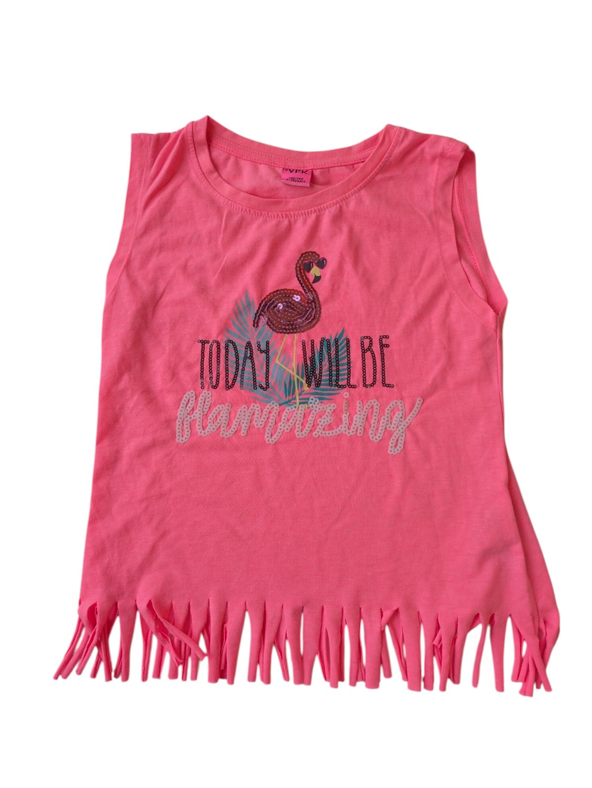 růžové tílko s plameňákem pro holky secondhand YFK