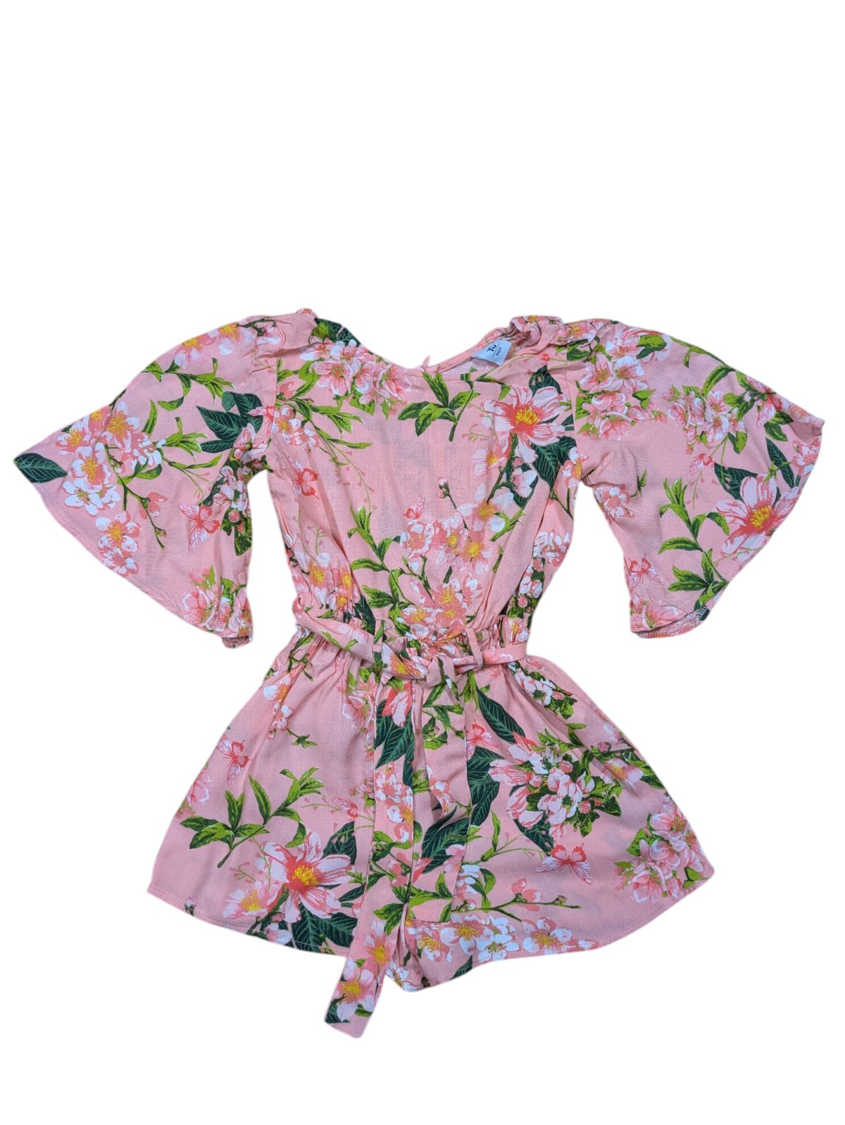 Růžový overal kytičkovaný pro holky secondhand TU