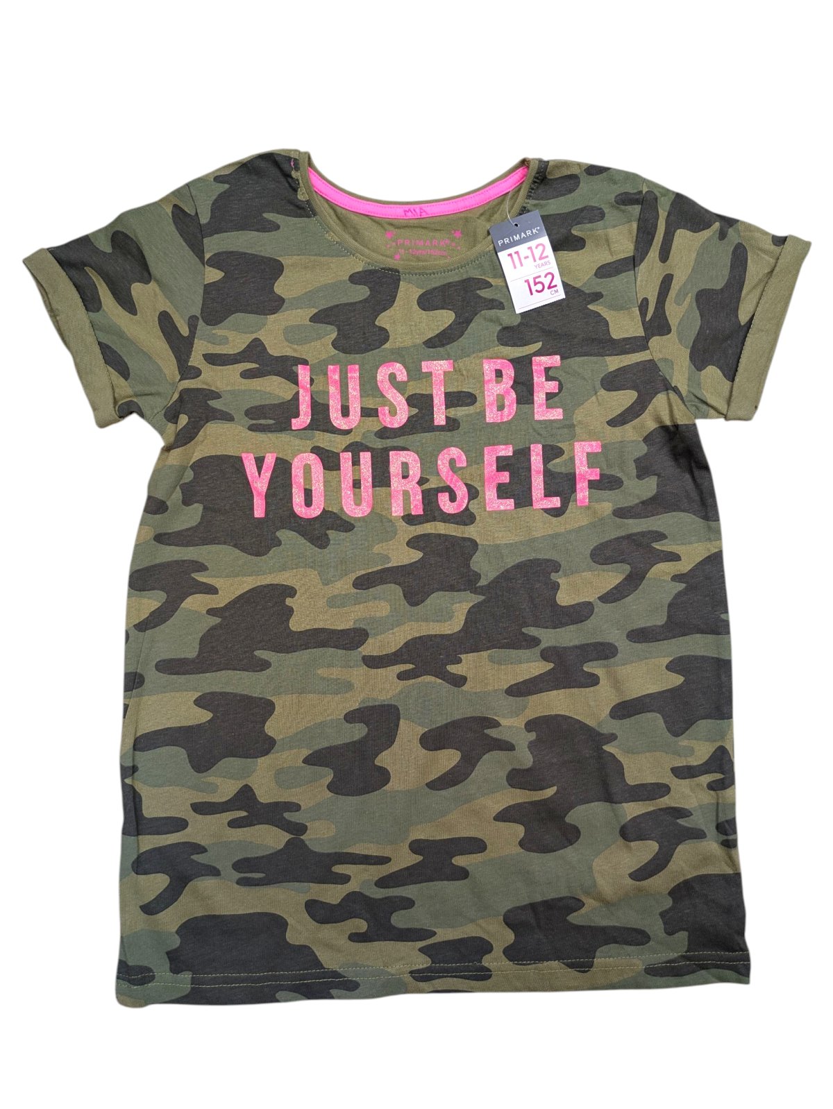 Maskáčové triko s nápisem pro holky outlet Primark