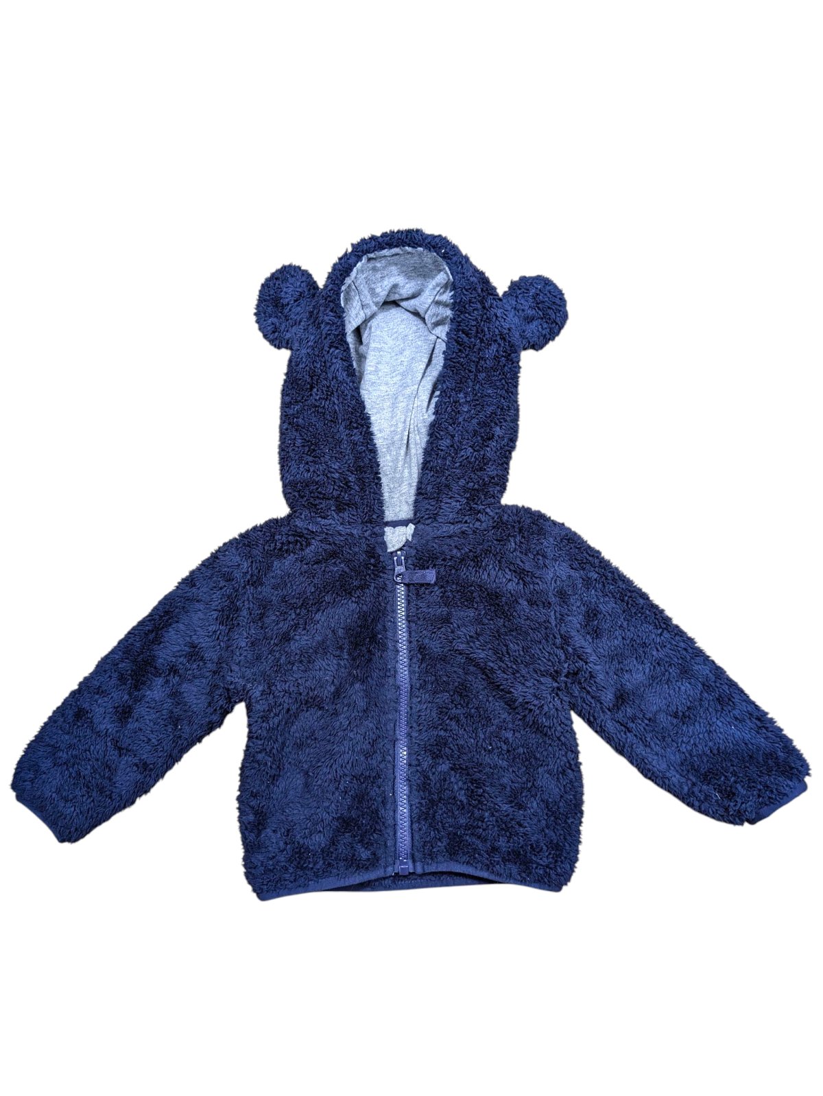Tmavě modrá teplejší huňatá bunda pro kluky secondhand Nutmeg