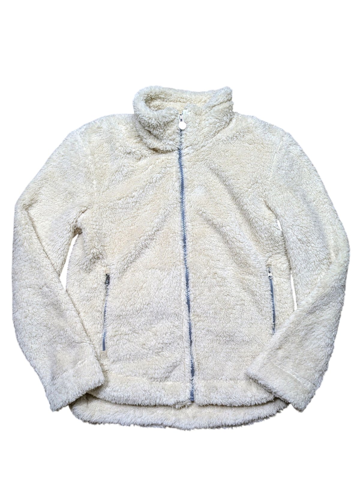 Teplá světlá mikina se třpytkama pro holky secondhand Regatta