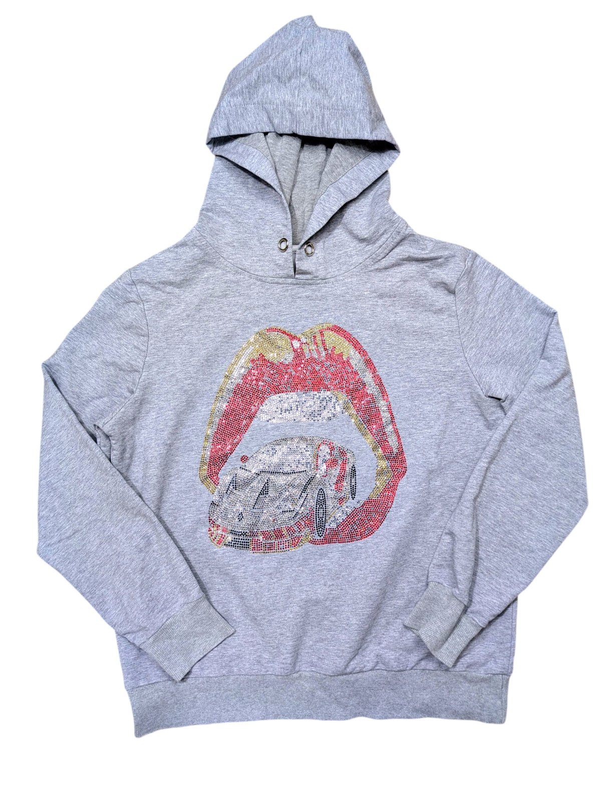 Šedá mikina se třpytivým obrázkem pro holky secondhand 