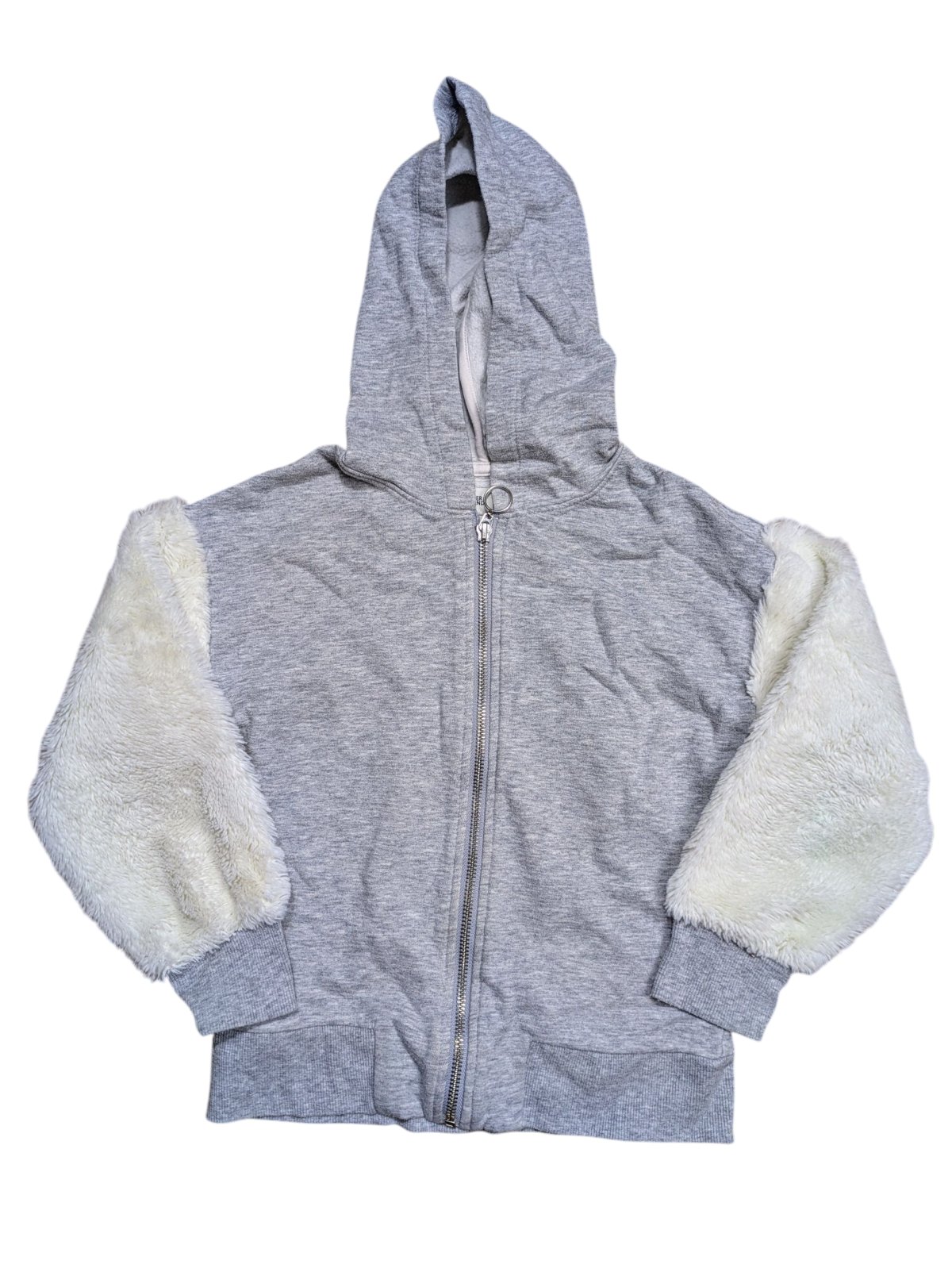 Šedá mikina s chlupatým rukávem pro holky secondhand River Island