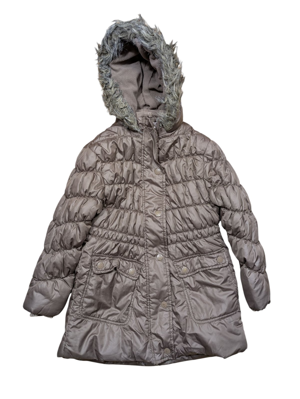 Šedá zimní bunda s kožichem pro holky secondhand Next