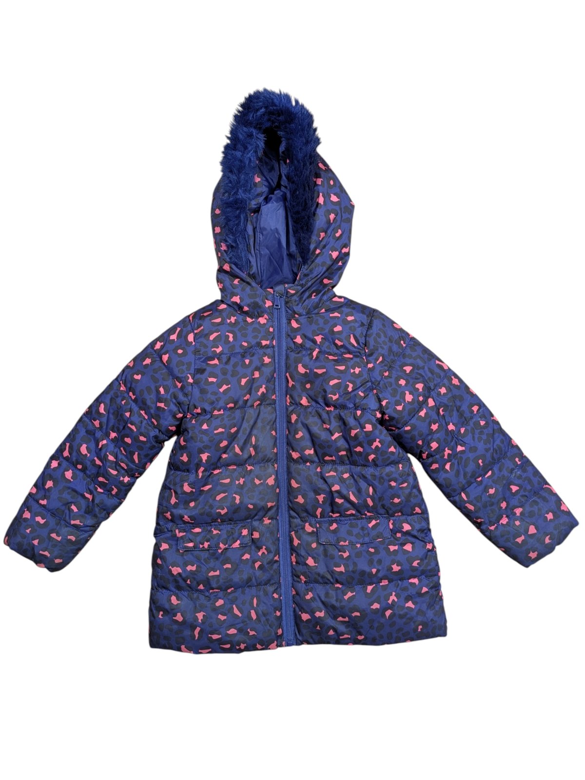 Zimní bunda tmavě modrá vzorovaná pro holky secondhand Young Style