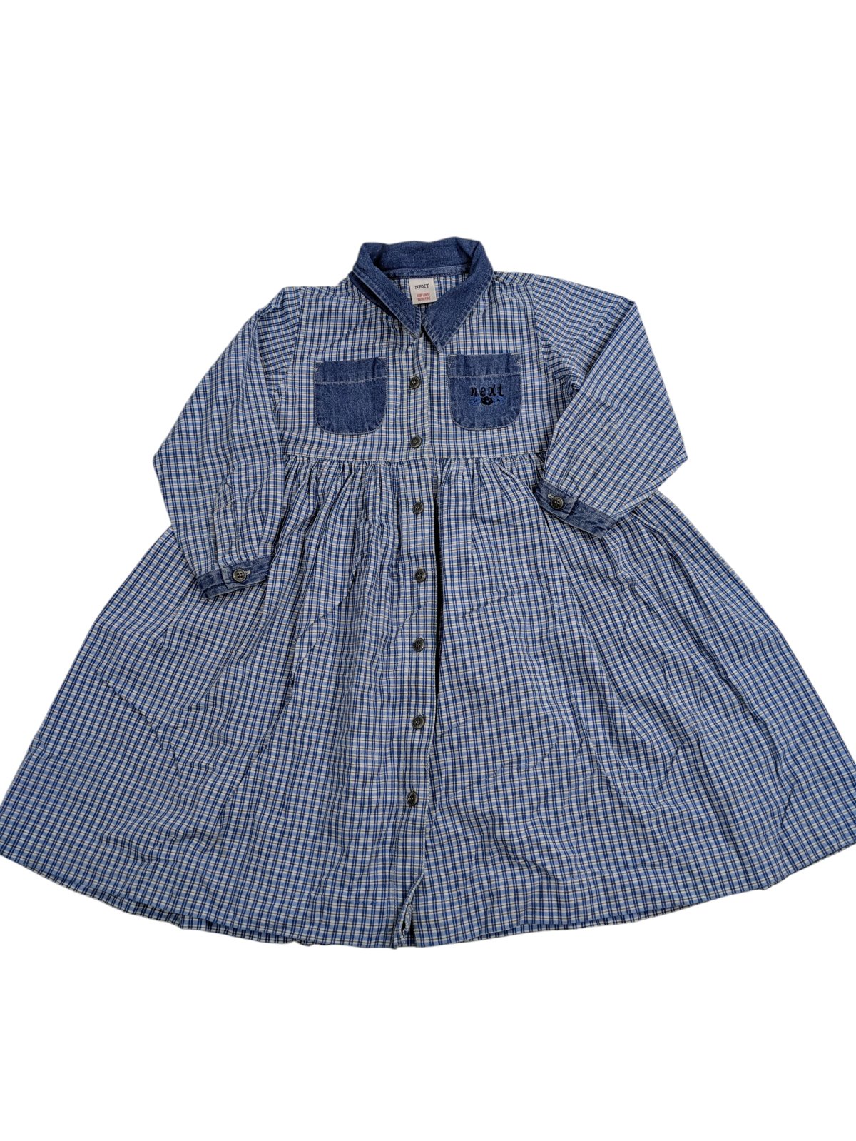 Modré kostkované šaty pro holky secondhand Next
