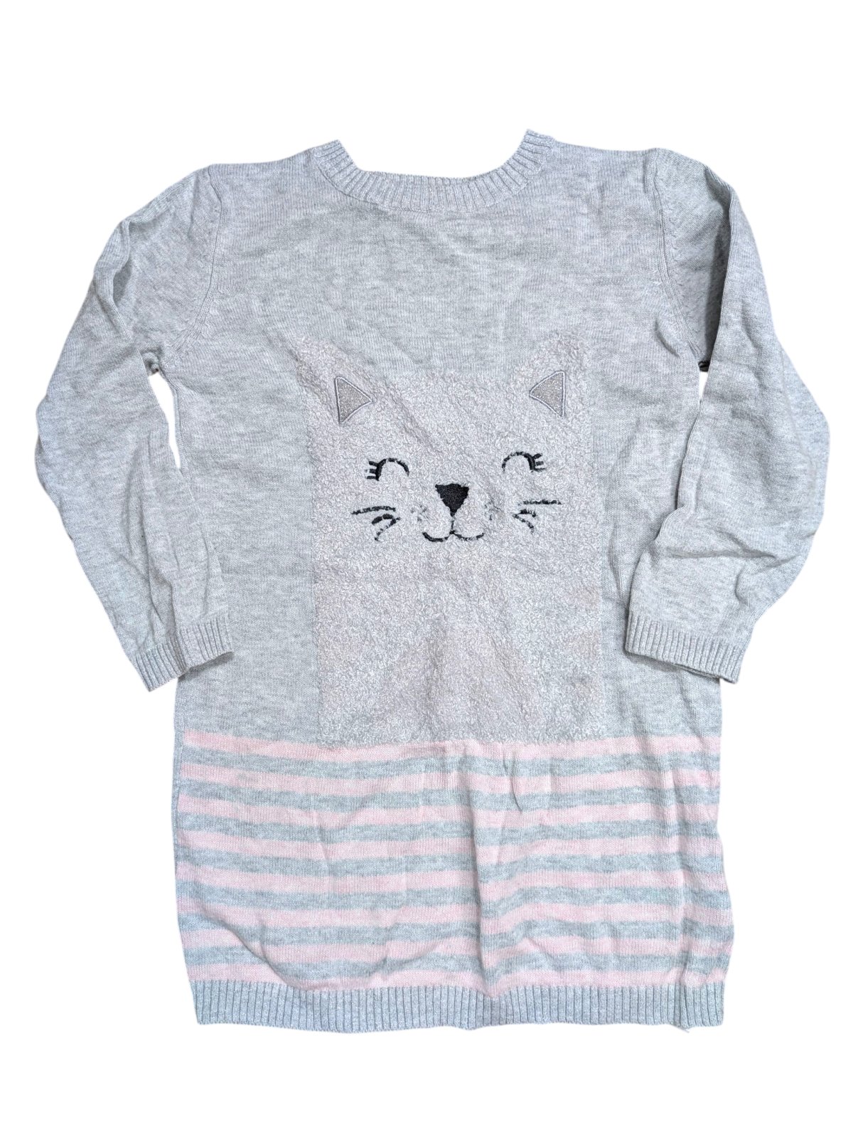 Šedý svetr s kočičkou pro holky secondhand Primark