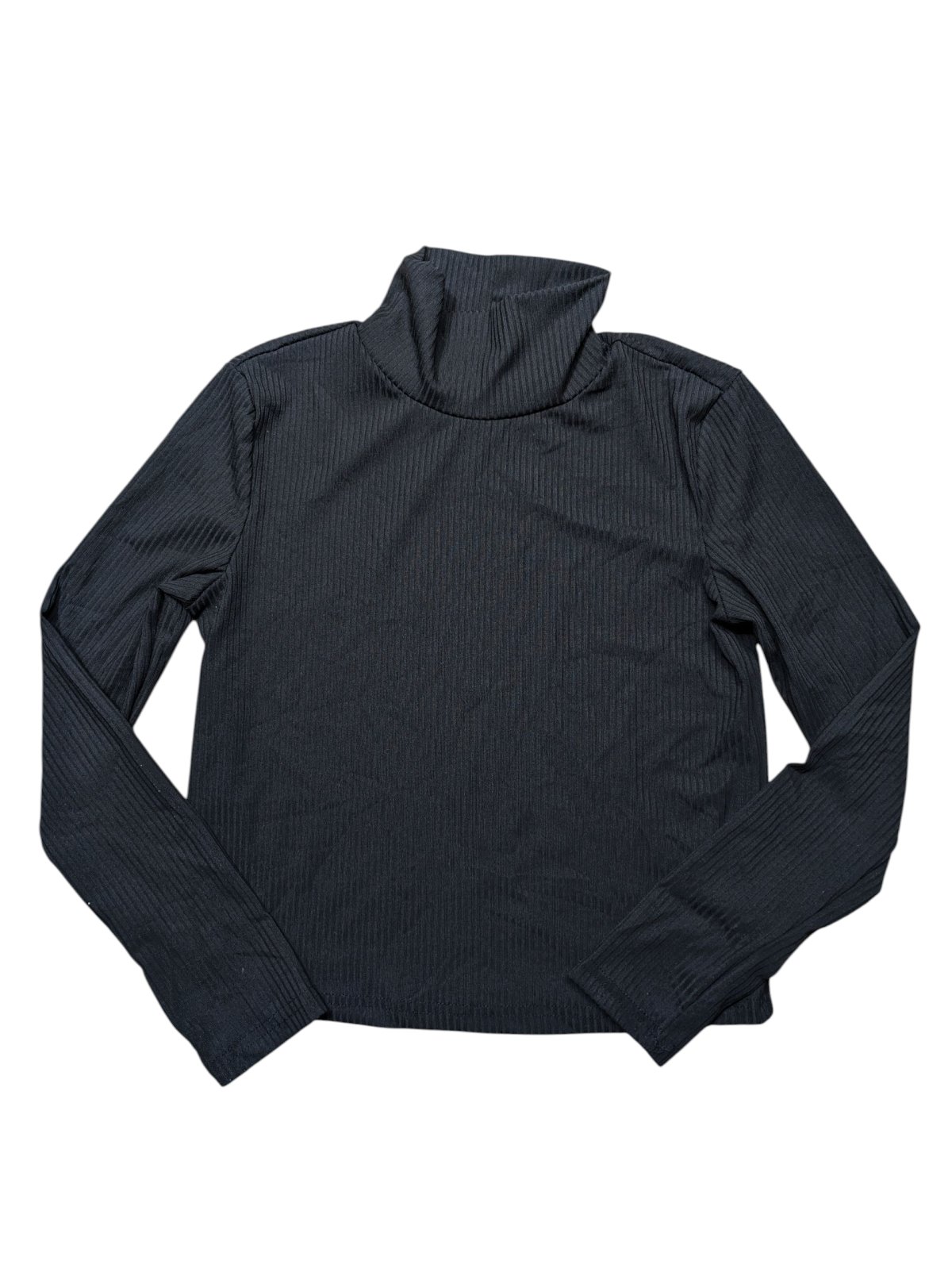 Černé elastické triko žebrované pro holky secondhand Shein