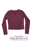 Vínové triko s dlouhým rukávem pro holky secondhand New Look
