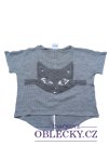 Šedé svetrové triko s kočičkou pro holky secondhand Yigga