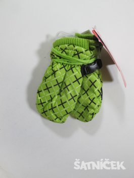 Zimní rukavice pro děti zeleno černo bílé nové, na šnůrce