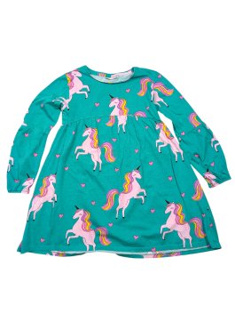 Zelené šaty s jednorožci pro holky secondhand girlswear